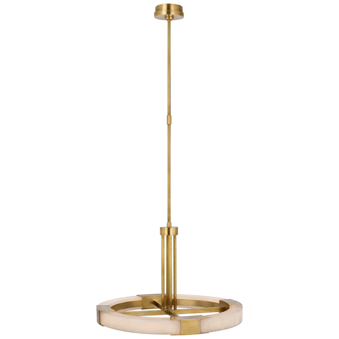 Visual Comfort Signature KW 5138AB/ALB LED Chandelier, Antique-Burnished Brass and Alabaster
