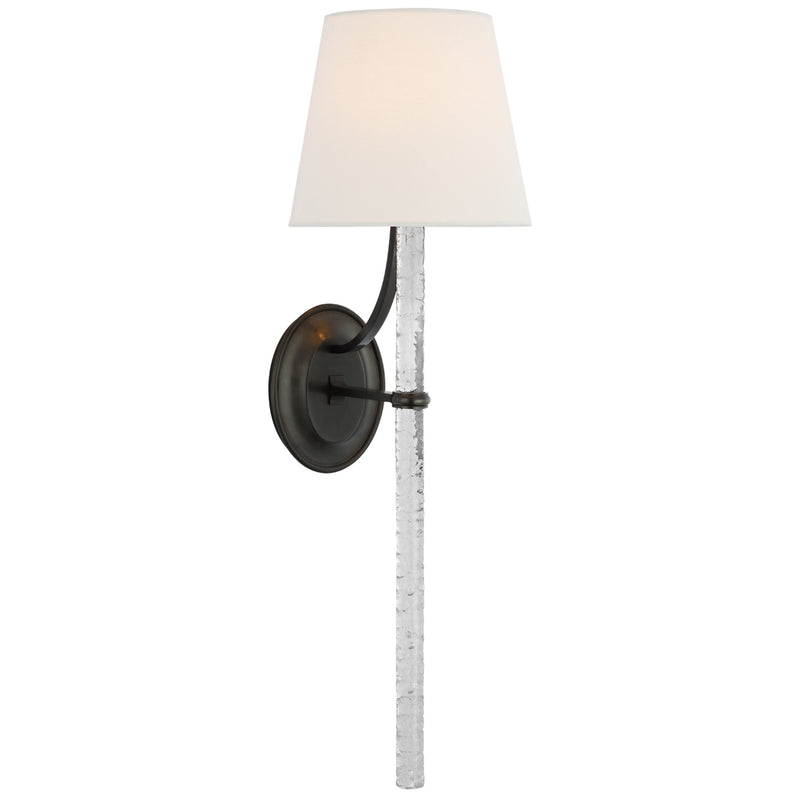 Visual Comfort Signature MF 2326BZ/CWG-L LED Wall Sconce, Bronze and Clear Wavy Glass