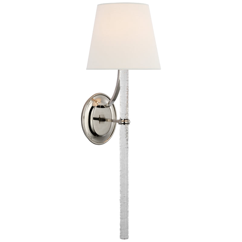 Visual Comfort Signature MF 2326PN/CWG-L LED Wall Sconce, Polished Nickel and Clear Wavy Glass