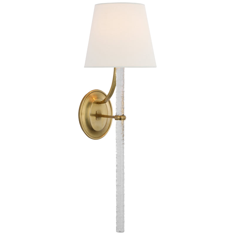 Visual Comfort Signature MF 2326SB/CWG-L LED Wall Sconce, Soft Brass and Clear Wavy Glass