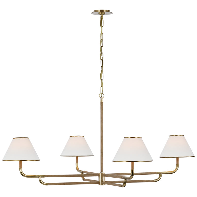Visual Comfort Signature MF 5055SB/NO-L LED Chandelier, Soft Brass and Natural Oak