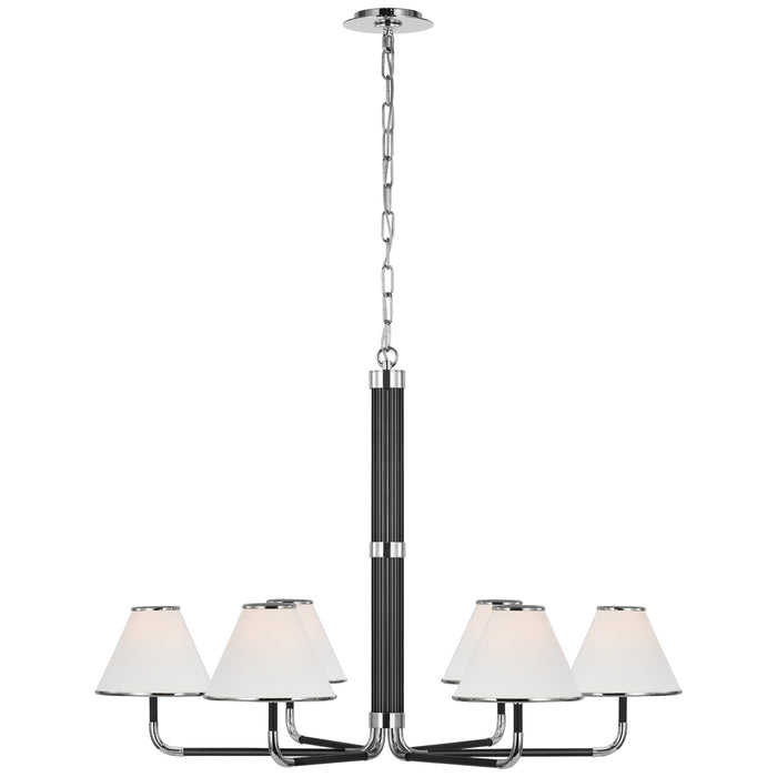 Visual Comfort Signature MF 5056PN/EB-L LED Chandelier, Polished Nickel and Ebony
