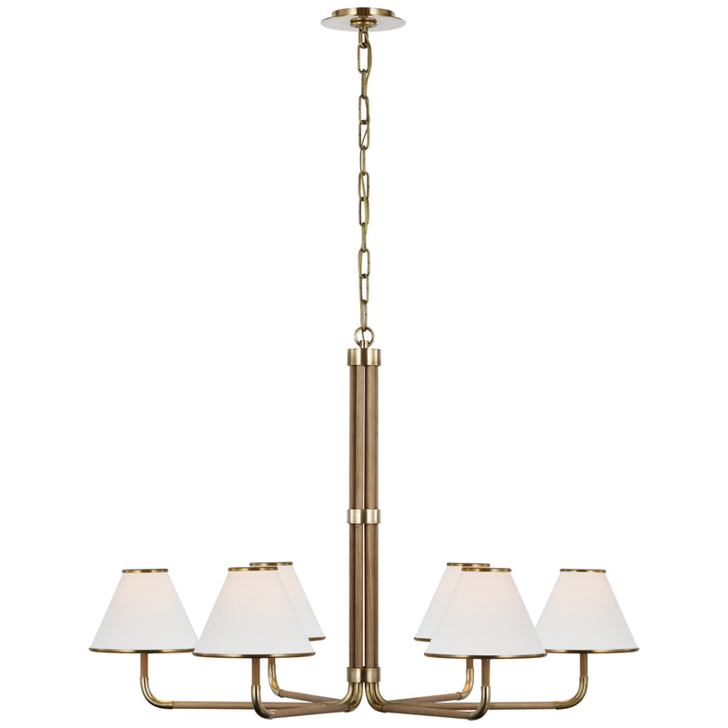 Visual Comfort Signature MF 5056SB/NO-L LED Chandelier, Soft Brass and Natural Oak