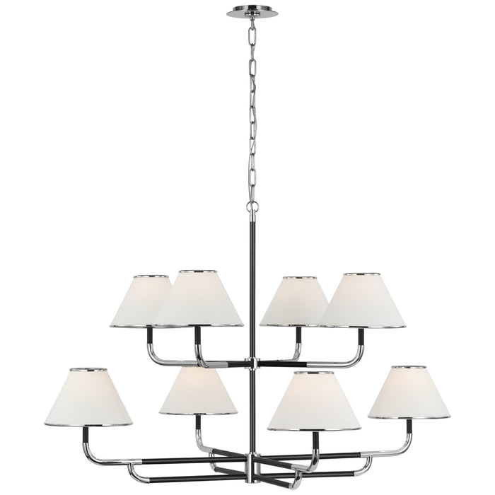 Visual Comfort Signature MF 5057PN/EB-L LED Chandelier, Polished Nickel and Ebony