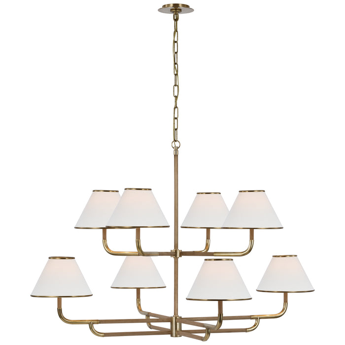 Visual Comfort Signature MF 5057SB/NO-L LED Chandelier, Soft Brass and Natural Oak