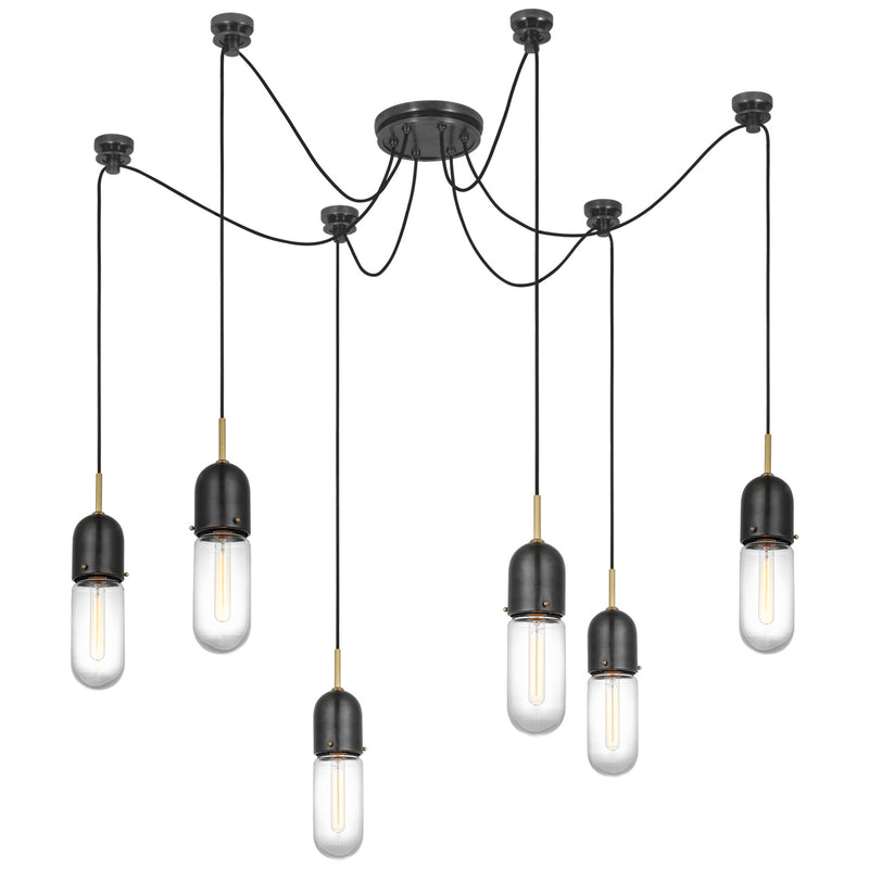 Visual Comfort Signature TOB 5645BZ/HAB-CG-6 LED Pendant, Bronze and Brass