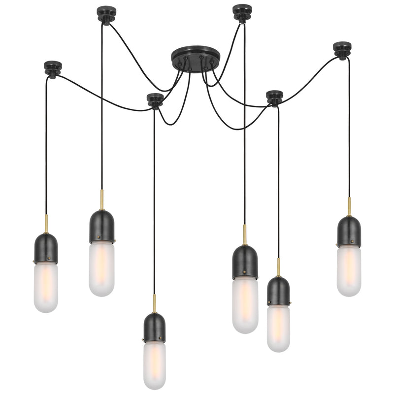 Visual Comfort Signature TOB 5645BZ/HAB-FG-6 LED Pendant, Bronze and Brass