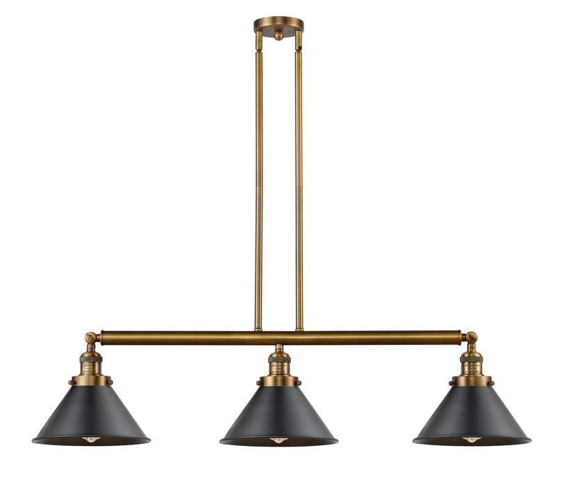 Innovations 213-BB-M10-BK Three Light Island Pendant, Brushed Brass