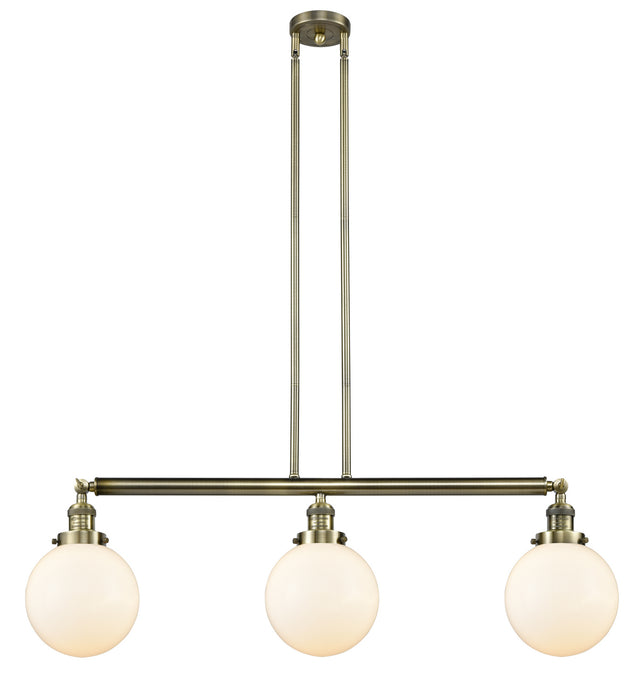 Innovations 213-AB-G201-8 Three Light Island Pendant, Antique Brass