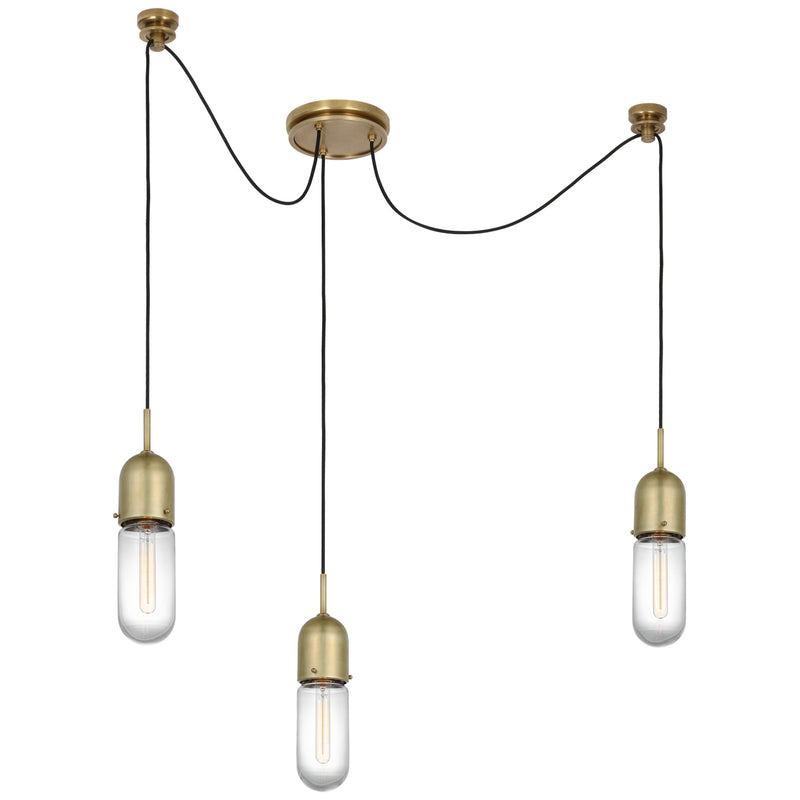 Visual Comfort Signature TOB 5645HAB-CG-3 LED Pendant, Hand-Rubbed Antique Brass