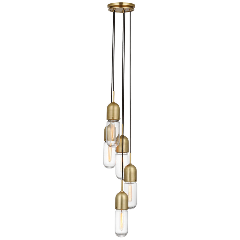 Visual Comfort Signature TOB 5645HAB-CG-5 LED Pendant, Hand-Rubbed Antique Brass