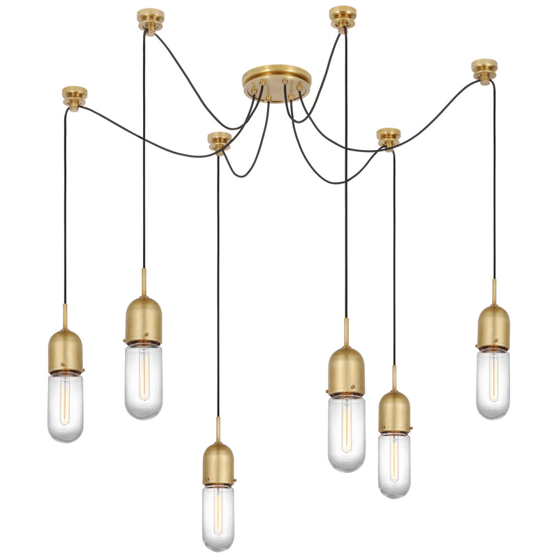 Visual Comfort Signature TOB 5645HAB-CG-6 LED Pendant, Hand-Rubbed Antique Brass
