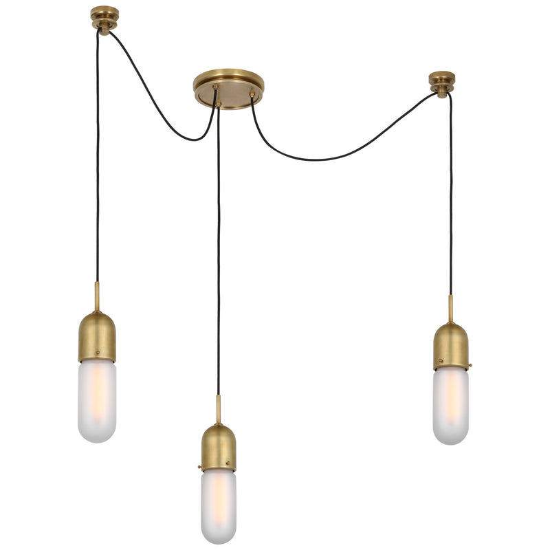 Visual Comfort Signature TOB 5645HAB-FG-3 LED Pendant, Hand-Rubbed Antique Brass