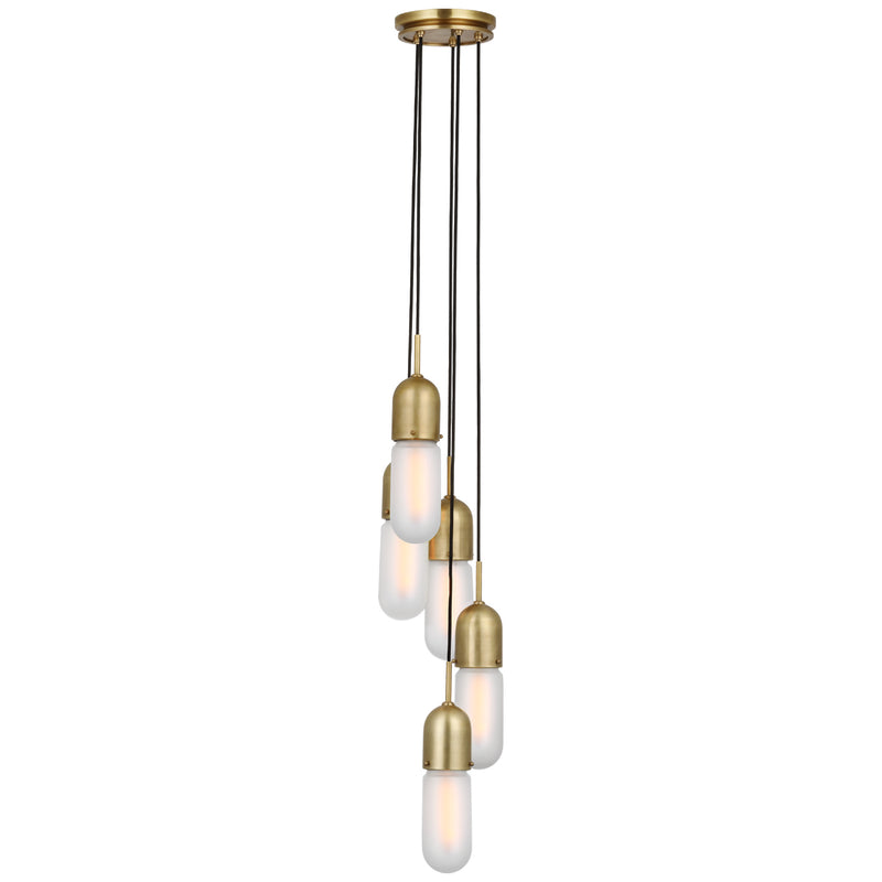 Visual Comfort Signature TOB 5645HAB-FG-5 LED Pendant, Hand-Rubbed Antique Brass