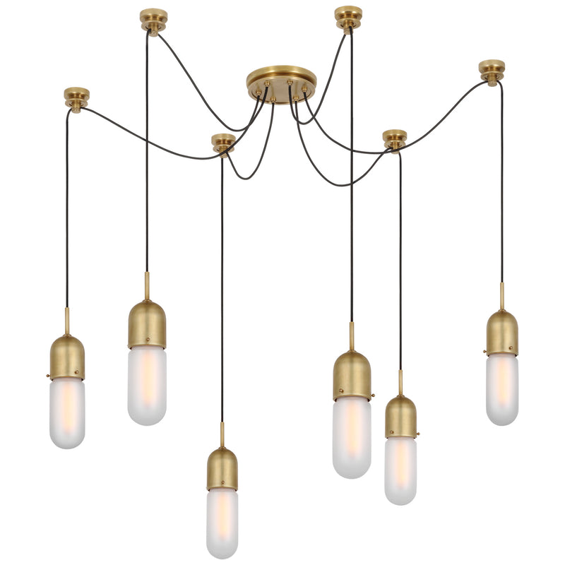 Visual Comfort Signature TOB 5645HAB-FG-6 LED Pendant, Hand-Rubbed Antique Brass