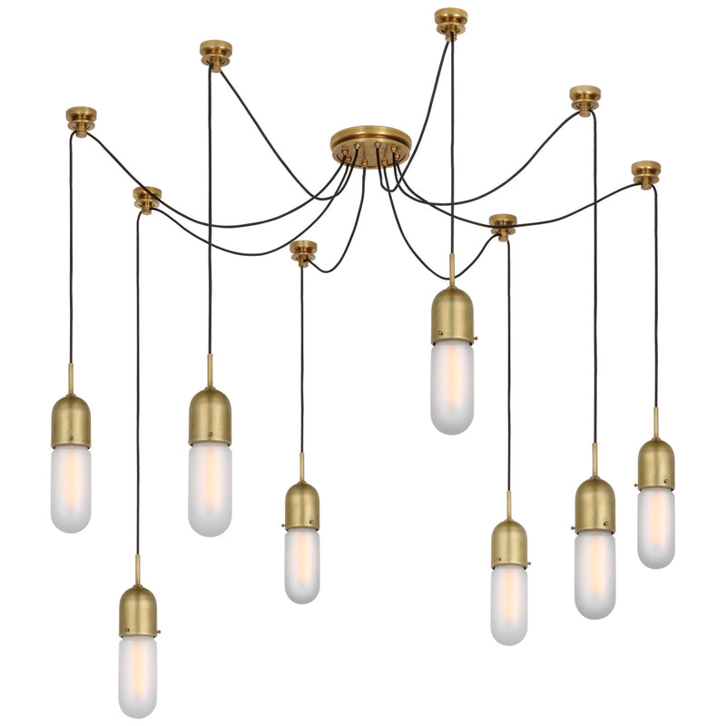 Visual Comfort Signature TOB 5645HAB-FG-8 LED Pendant, Hand-Rubbed Antique Brass