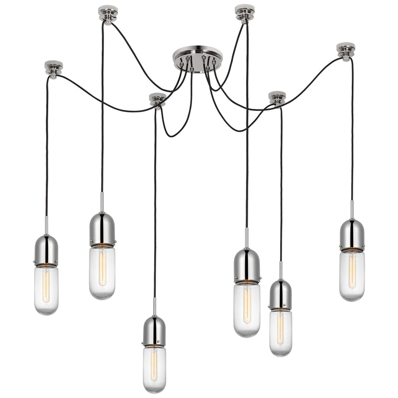 Visual Comfort Signature TOB 5645PN-CG-6 LED Pendant, Polished Nickel