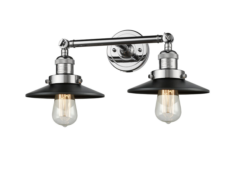 Innovations 208-PC-M6BK Two Light Bath Vanity, Polished Chrome