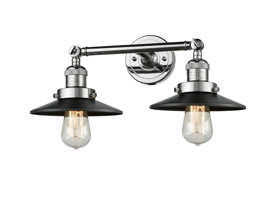 Innovations 208-PC-M6BK Two Light Bath Vanity, Polished Chrome