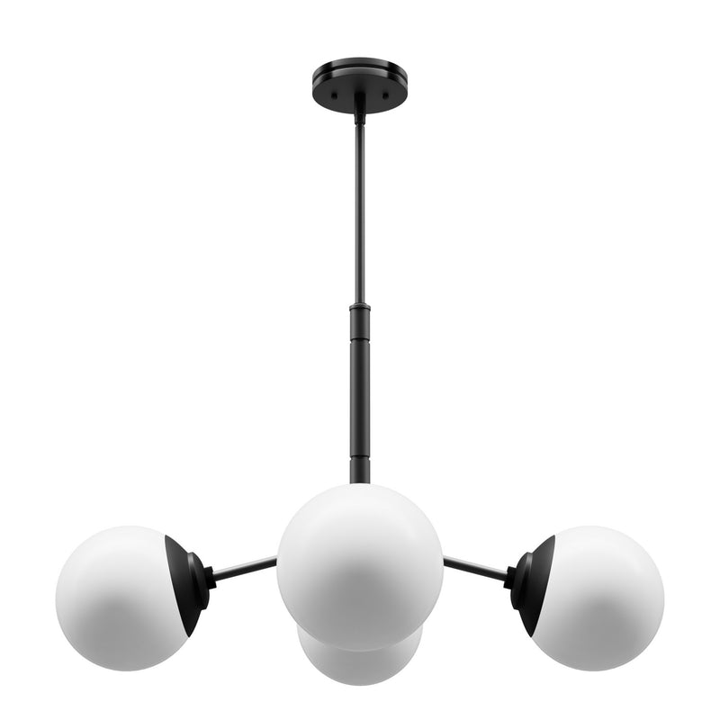 Hunter 19893 Four Light Chandelier, Matte Black