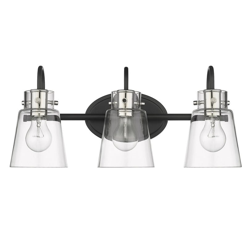 Acclaim Lighting IN40092BK Three Light Vanity, Matte Black and Polished Nickel