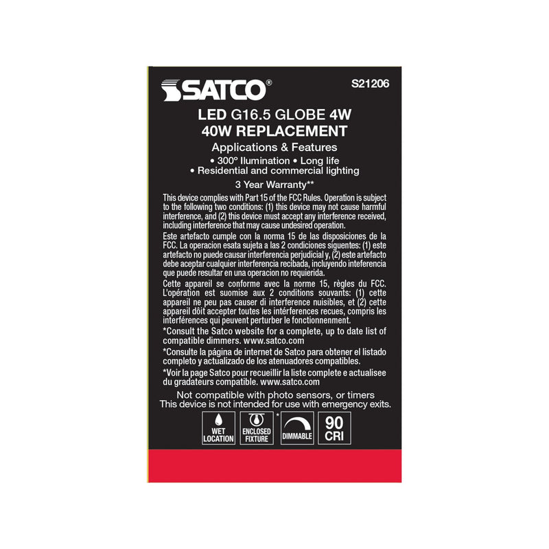 Satco S21206 Light Bulb, Clear