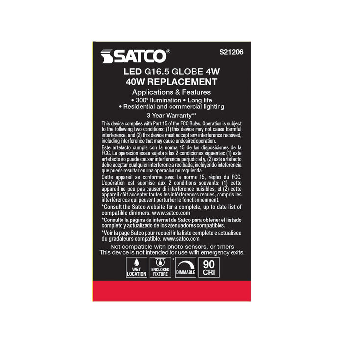 Satco S21206 Light Bulb, Clear