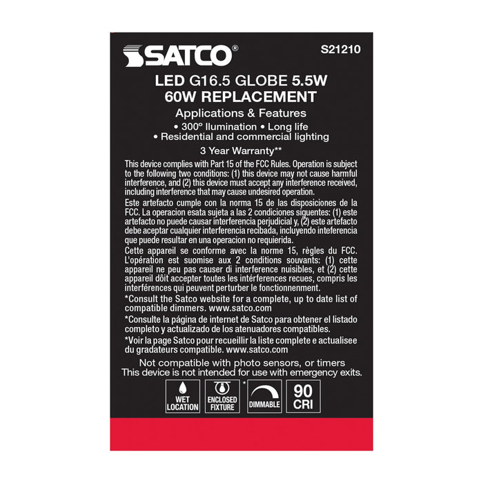 Satco S21210 Light Bulb, Clear