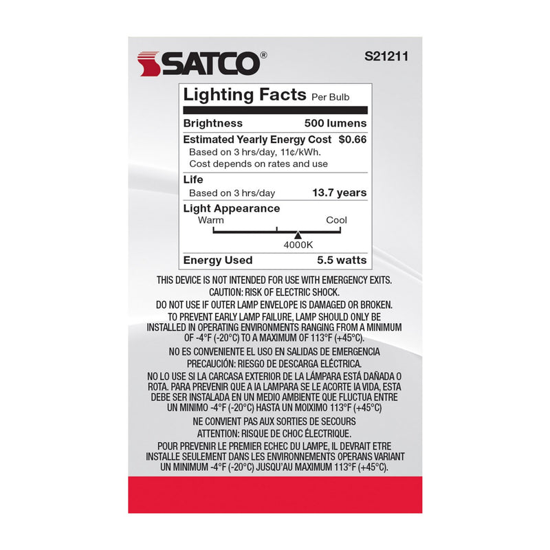 Satco S21211 Light Bulb, Clear