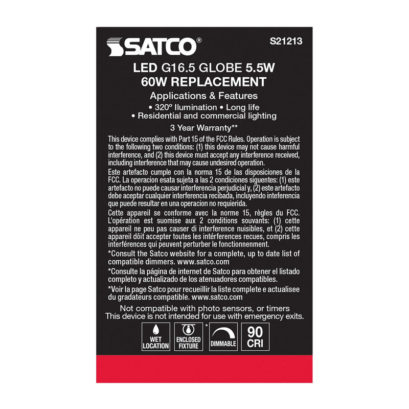 Satco S21213 Light Bulb, White