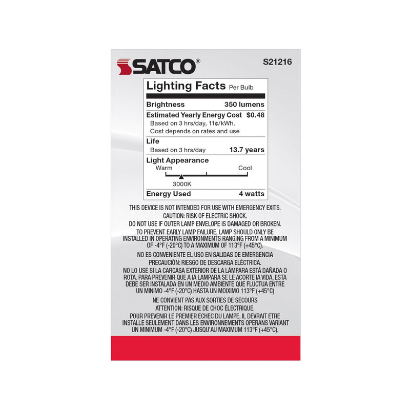 Satco S21216 Light Bulb, Clear