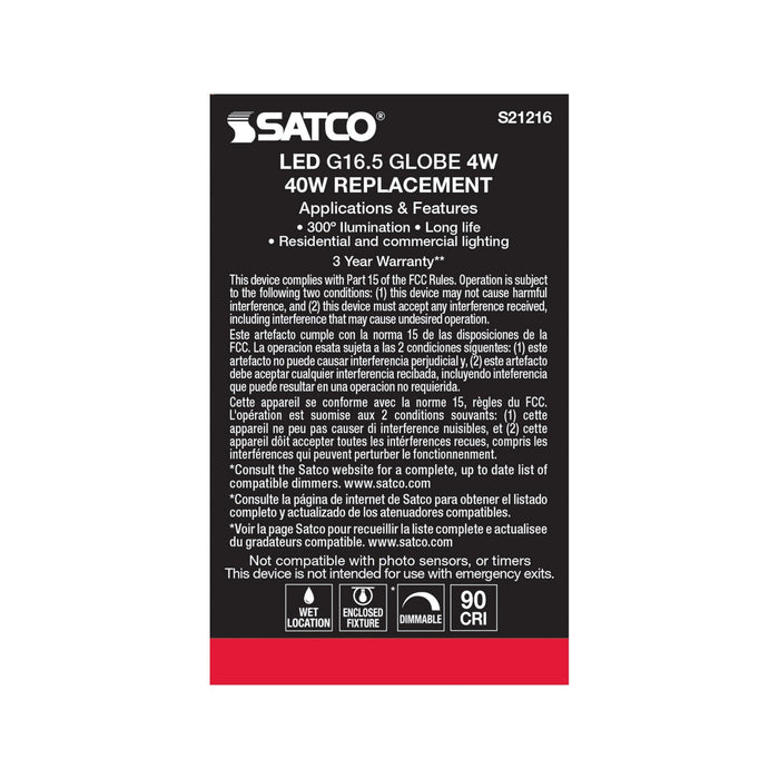 Satco S21216 Light Bulb, Clear