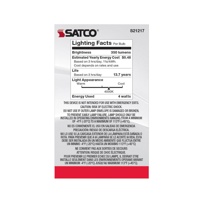 Satco S21217 Light Bulb, Clear
