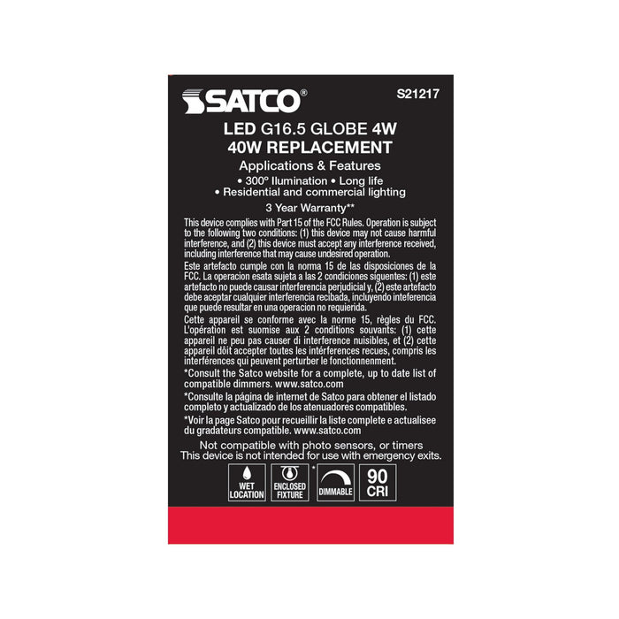 Satco S21217 Light Bulb, Clear