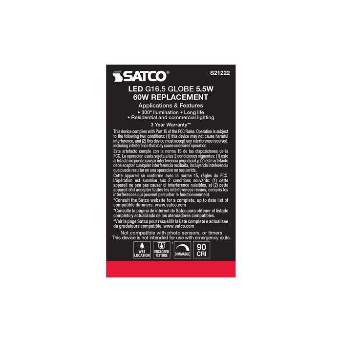 Satco S21222 Light Bulb, Clear