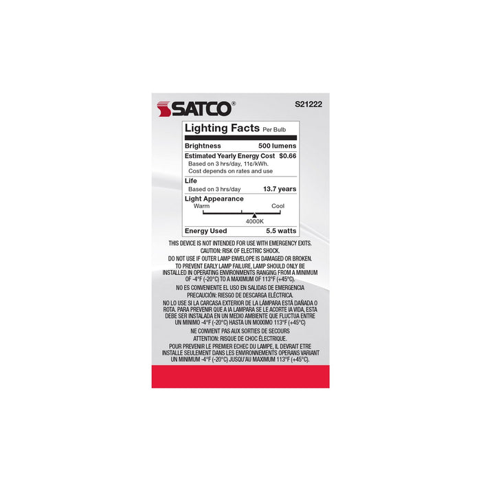 Satco S21222 Light Bulb, Clear
