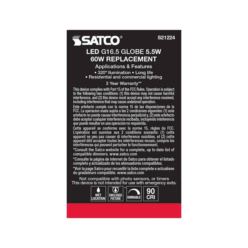 Satco S21224 Light Bulb, White