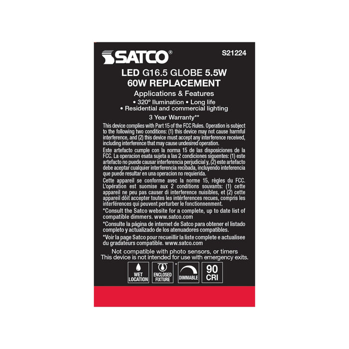 Satco S21224 Light Bulb, White