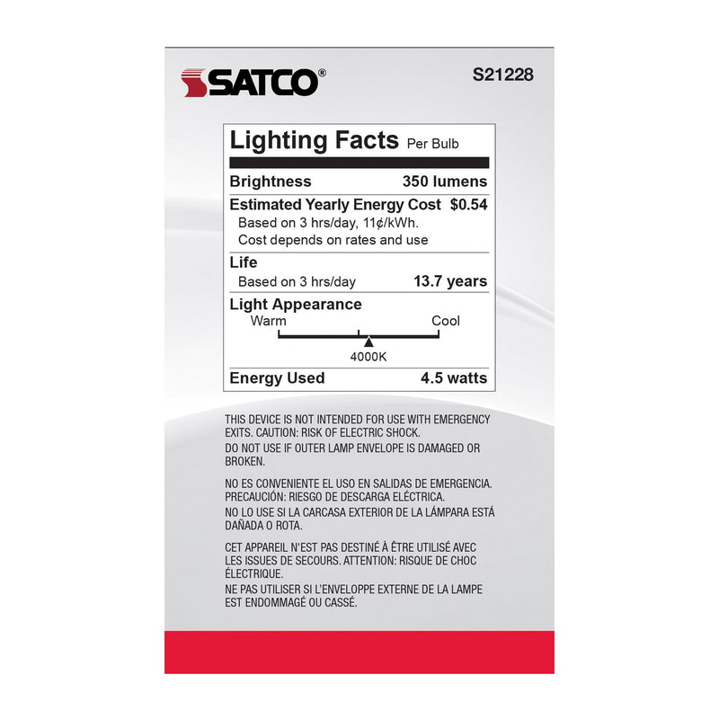 Satco S21228 Light Bulb, Clear