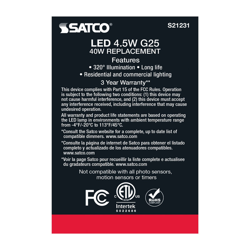 Satco S21231 Light Bulb, White
