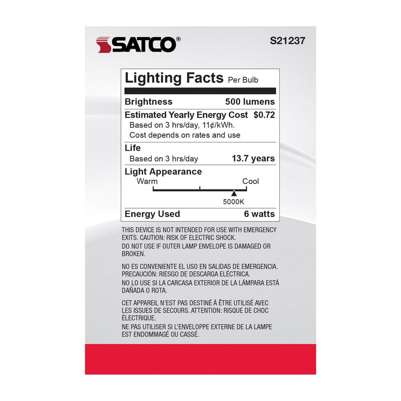Satco S21237 Light Bulb, Clear