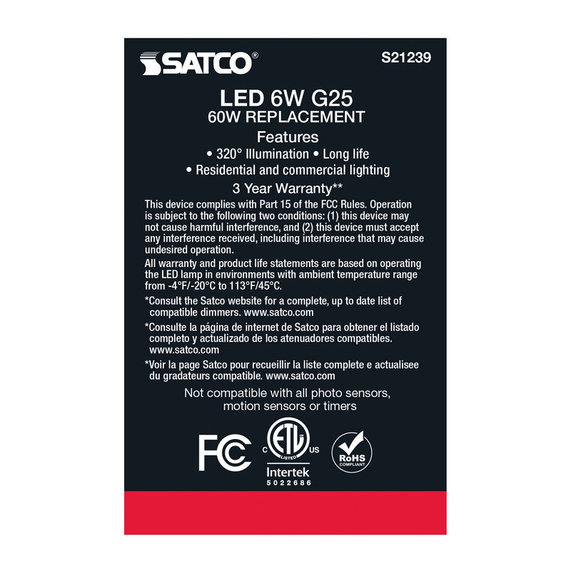 Satco S21239 Light Bulb, White