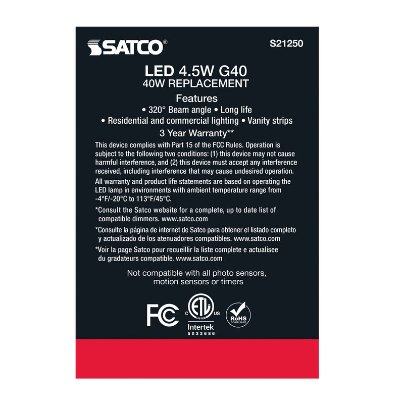 Satco S21250 Light Bulb, White