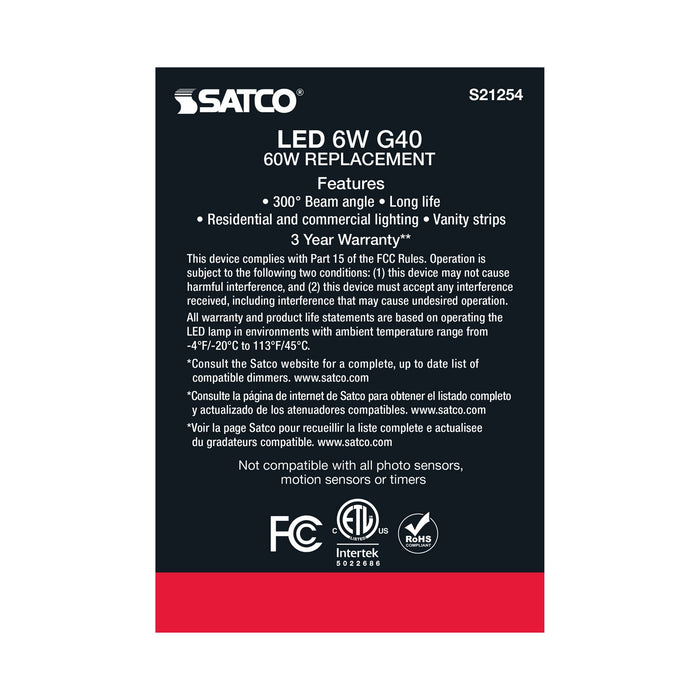 Satco S21254 Light Bulb, Clear
