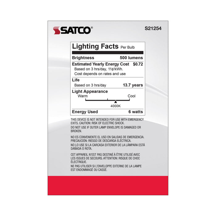 Satco S21254 Light Bulb, Clear