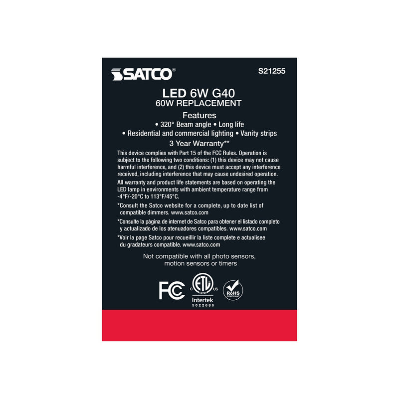 Satco S21255 Light Bulb, White