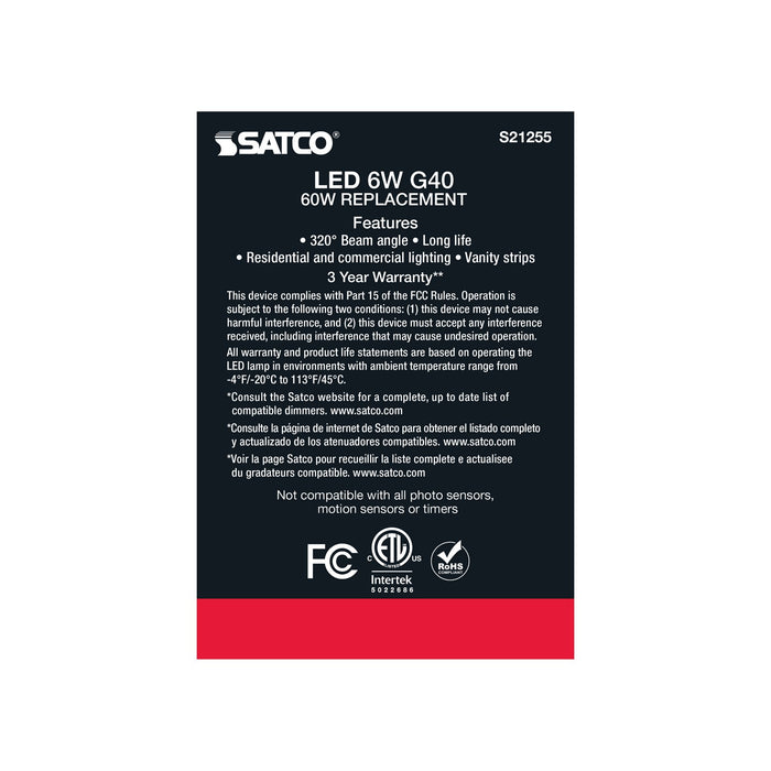 Satco S21255 Light Bulb, White