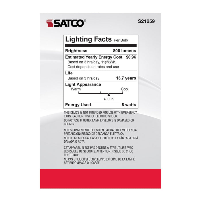 Satco S21259 Light Bulb, Clear