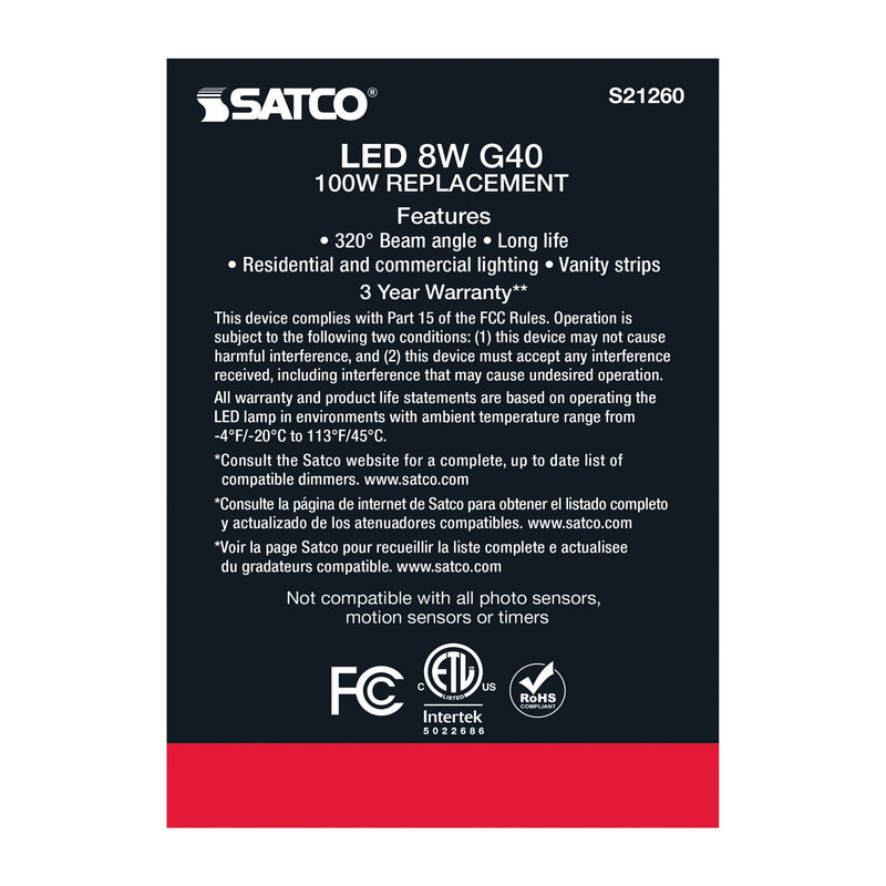 Satco S21260 Light Bulb, White
