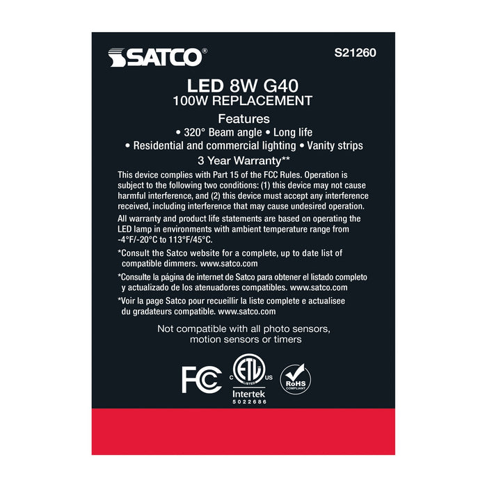 Satco S21260 Light Bulb, White